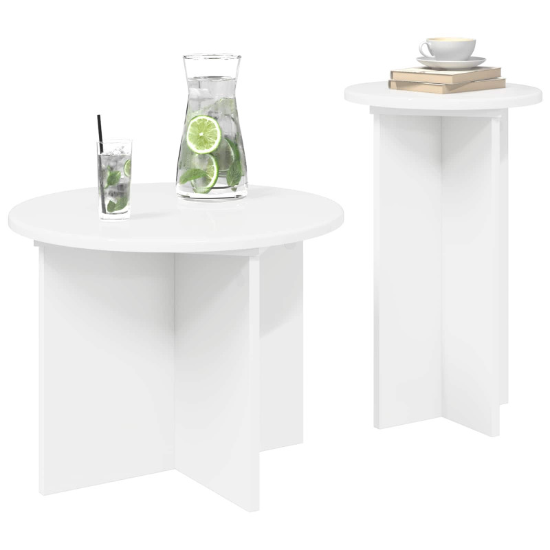 Zestaw stolików bocznych 2 pcs Biały Drewno inżynieryjne