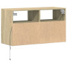 Ścienna szafka TV z LED, dąb sonoma, 80x31x45 cm