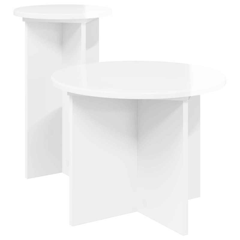 Zestaw stolików bocznych 2 pcs Biały wysoki połysk