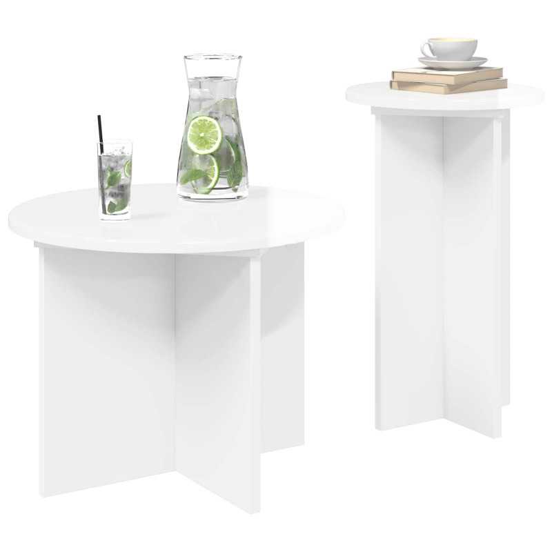 Zestaw stolików bocznych 2 pcs Biały wysoki połysk