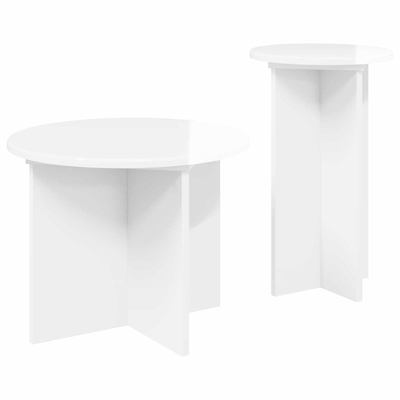 Zestaw stolików bocznych 2 pcs Biały wysoki połysk