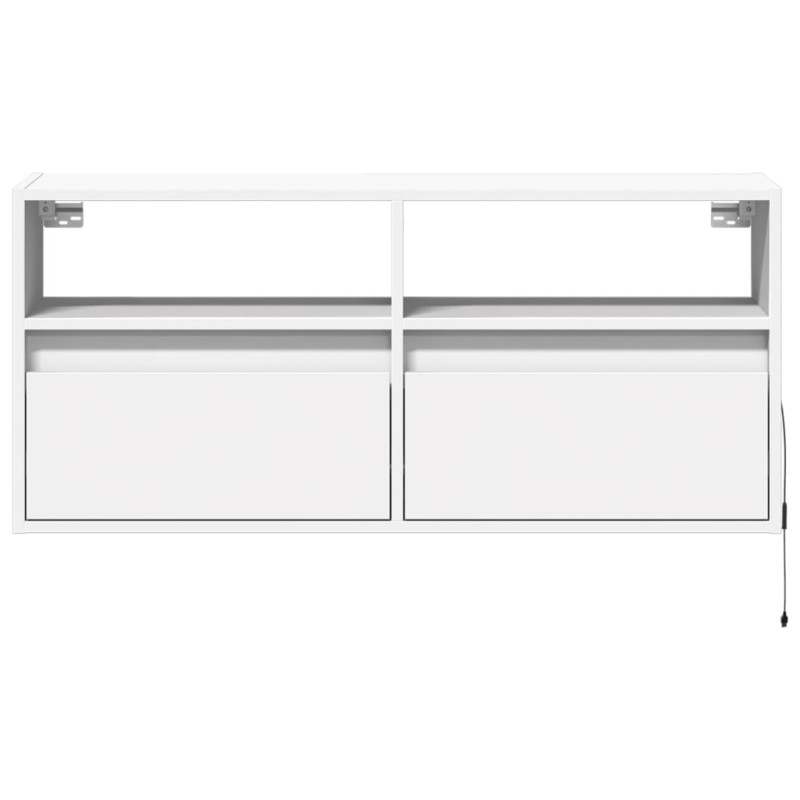 Ścienna szafka TV z LED, biała, 100x31x45 cm