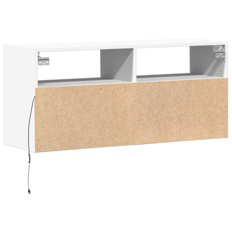 Ścienna szafka TV z LED, biała, 100x31x45 cm
