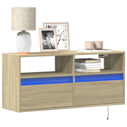 Ścienna szafka TV z LED, dąb sonoma, 100x31x45 cm