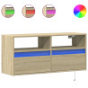 Ścienna szafka TV z LED, dąb sonoma, 100x31x45 cm