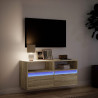 Ścienna szafka TV z LED, dąb sonoma, 100x31x45 cm