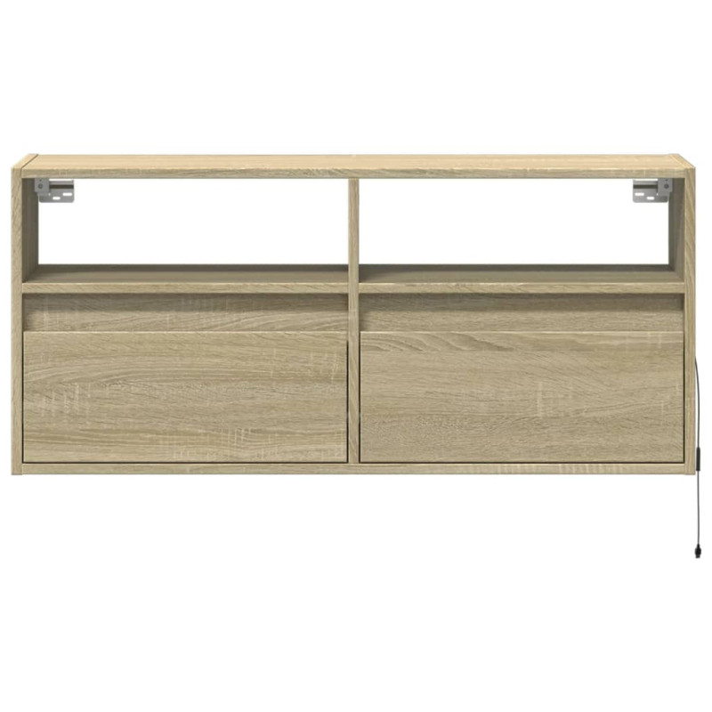 Ścienna szafka TV z LED, dąb sonoma, 100x31x45 cm