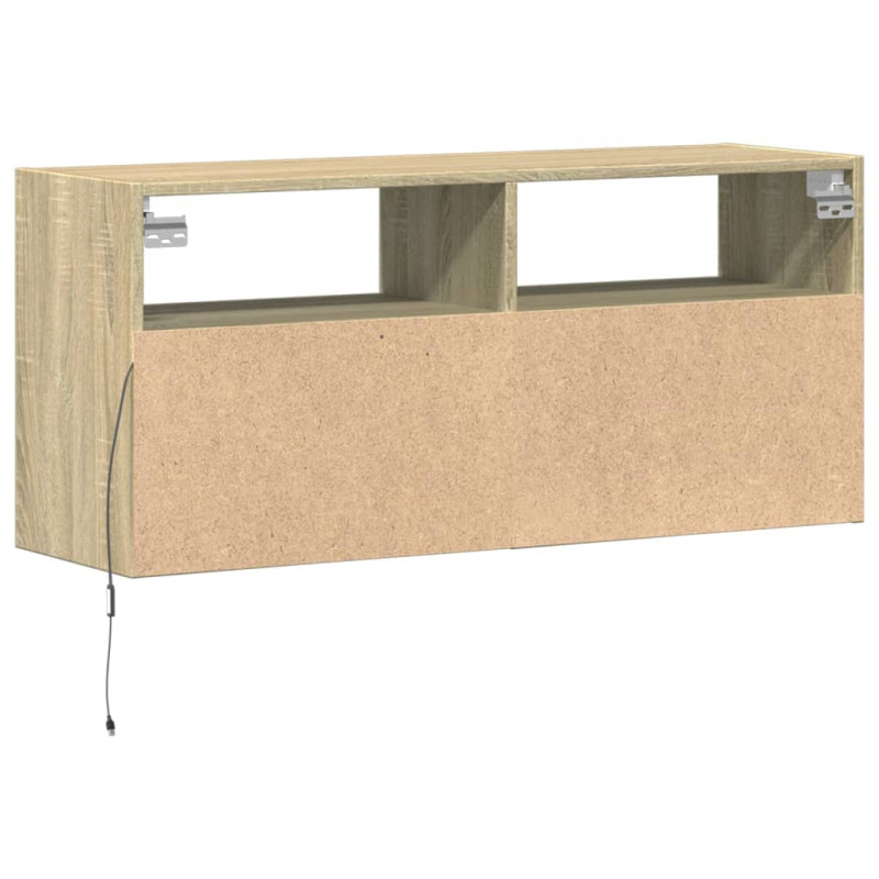 Ścienna szafka TV z LED, dąb sonoma, 100x31x45 cm