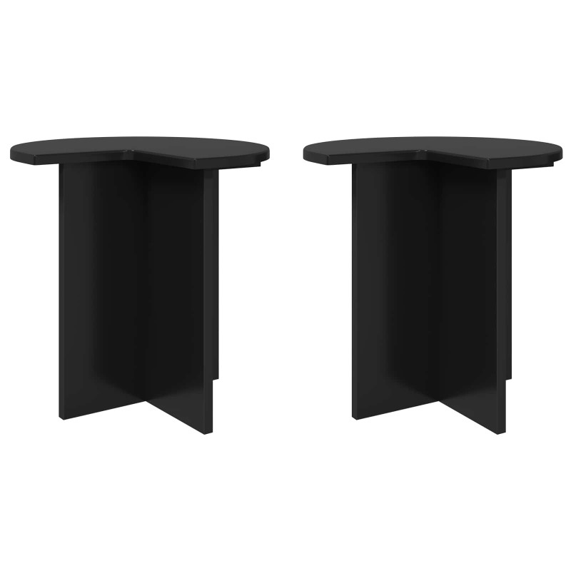 Stolik boczny 2 pcs Czarny dąb Ø 39 x 38 cm Drewno inżynieryjne