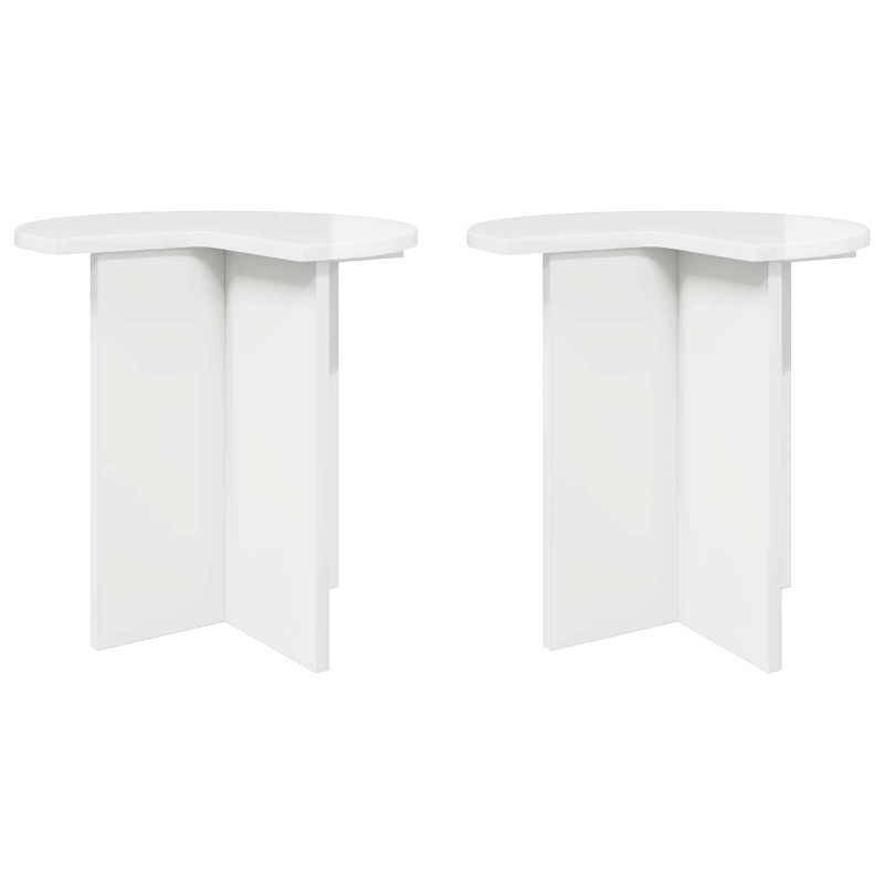 Stolik boczny 2 pcs Biały wysoki połysk Ø 39 x 38 cm