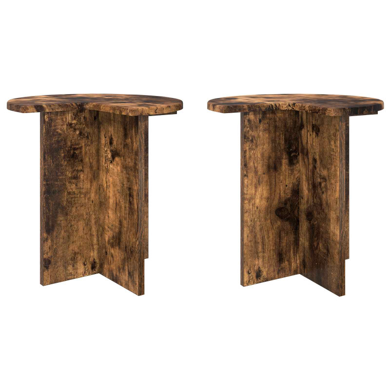 Stolik boczny z przechowywaniem 2 pcs Dąb wędzony Ø 39 x 38 cm
