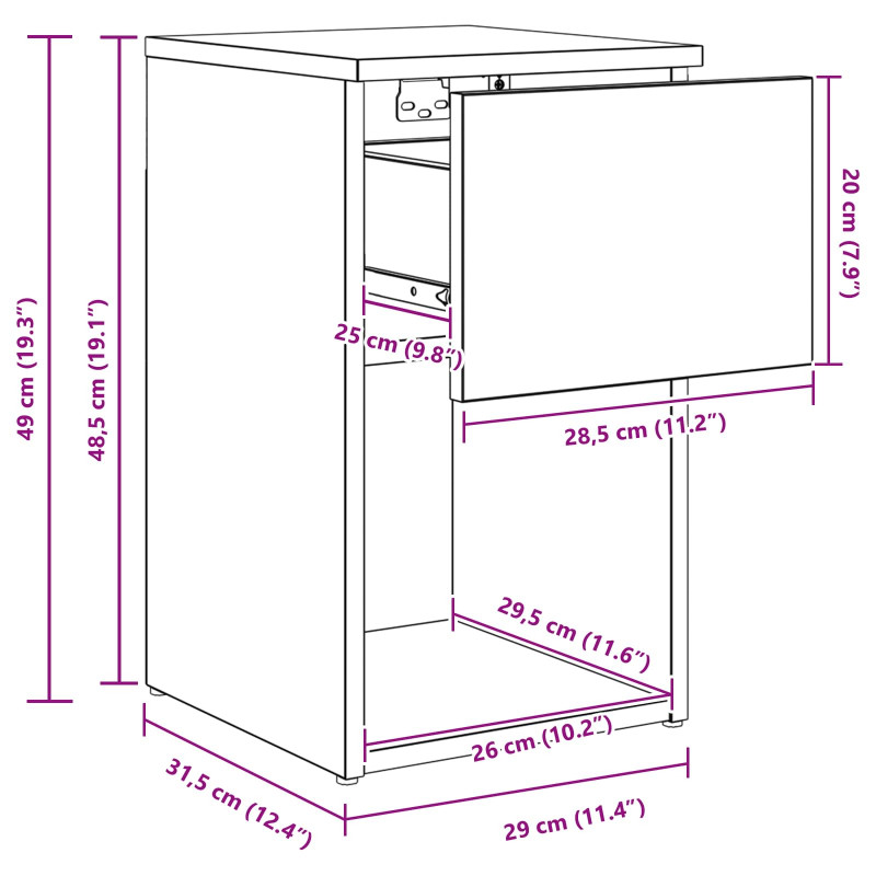 Szafka pod łóżko 2 pcs Biały 29 x 31,5 x 49 cm