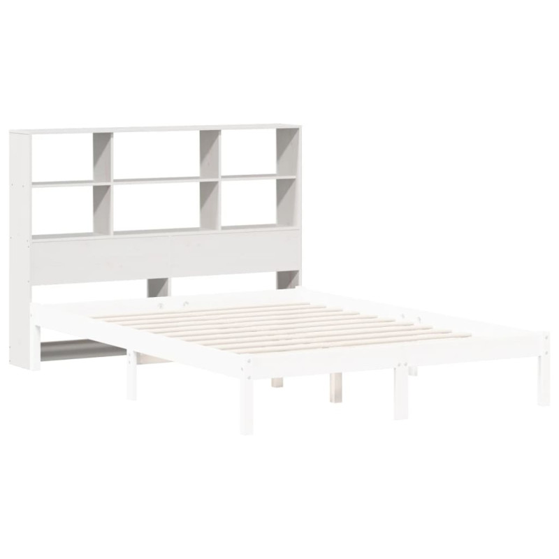 Wezgłowie do łóżka, z półkami, białe, 140 cm, drewno sosnowe