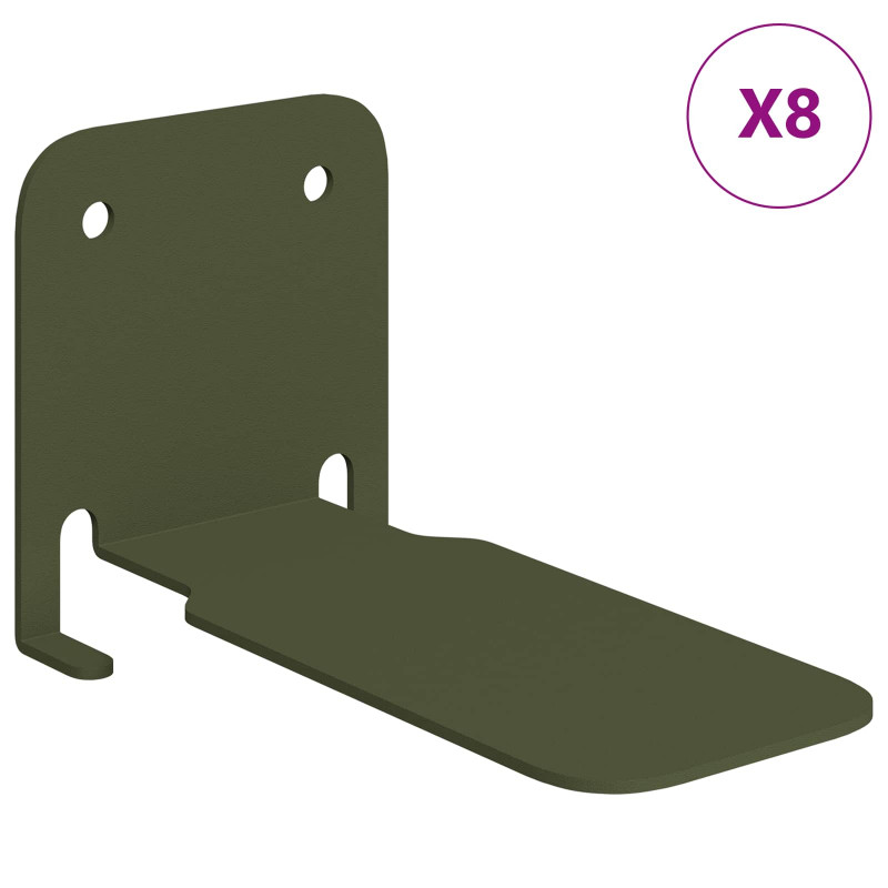 Półka wisząca z półką 8 pcs Zielony oliwkowy 6 x 10,8 x 6,6 cm