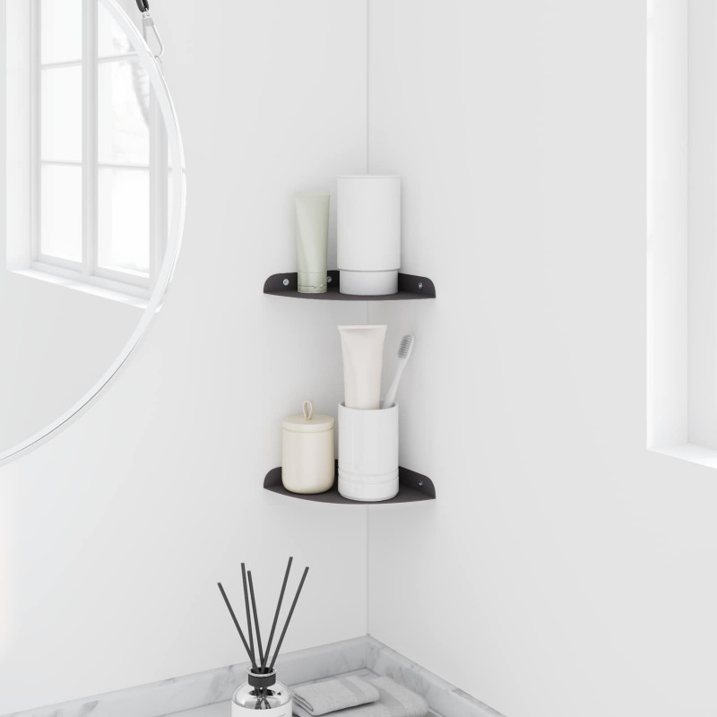 Półka wisząca z półką 2 pcs Czarny 15 x 15 x 2 cm