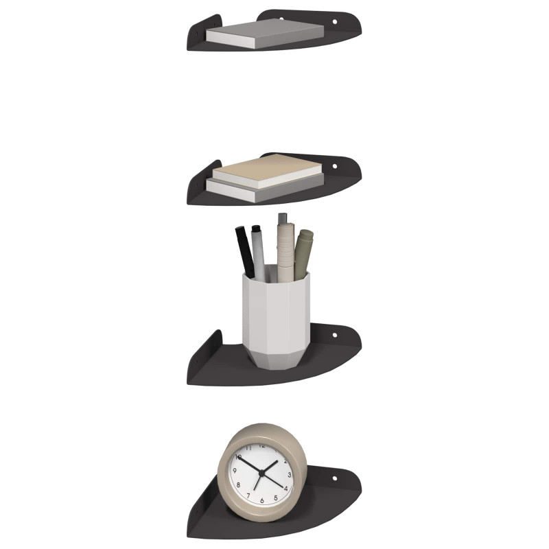 Półka wisząca z półką 4 pcs Czarny 15 x 15 x 2 cm