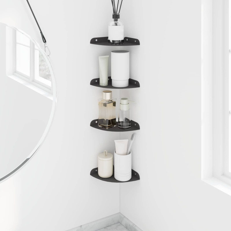 Półka wisząca z półką 4 pcs Czarny 15 x 15 x 2 cm