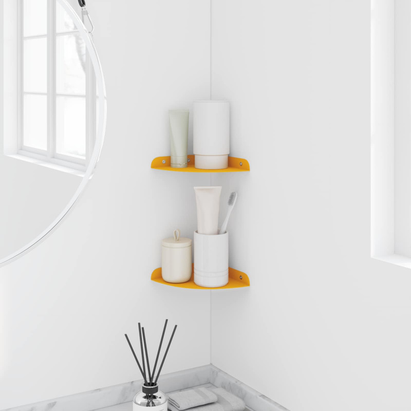 Półka wisząca z półką 2 pcs Musztardowy Żółty 15 x 15 x 2 cm