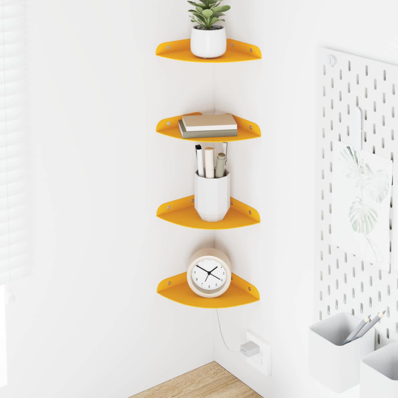 Półka wisząca z półką 4 pcs Musztardowy Żółty 15 x 15 x 2 cm