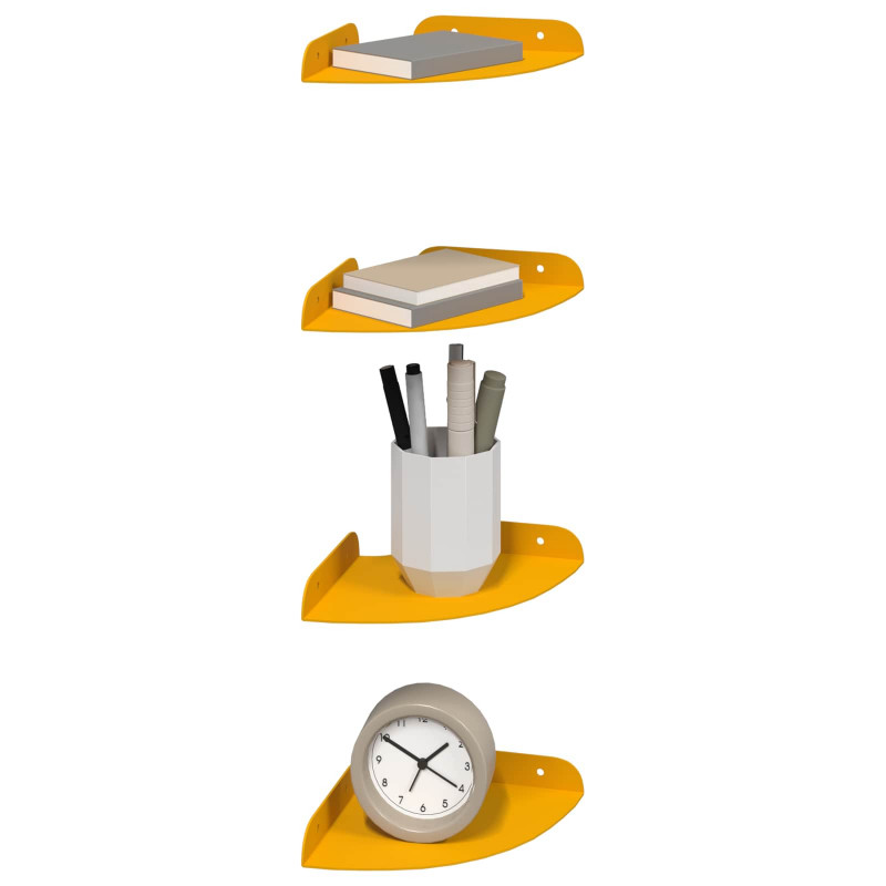Półka wisząca z półką 4 pcs Musztardowy Żółty 15 x 15 x 2 cm