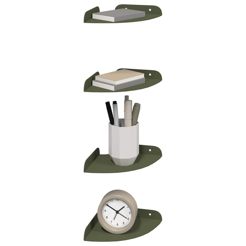 Półka wisząca z półką 4 pcs Zielony oliwkowy 15 x 15 x 2 cm