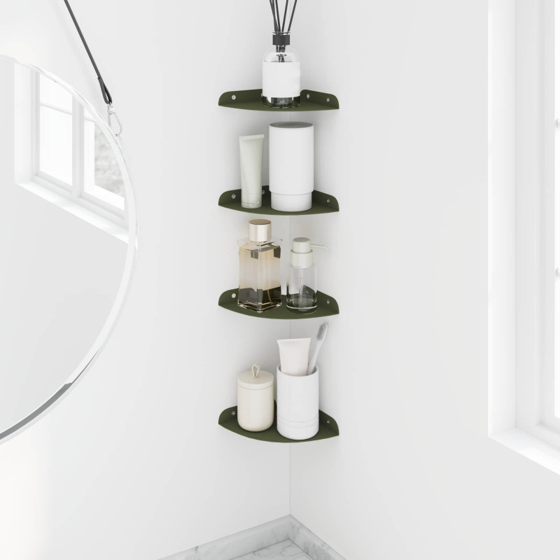 Półka wisząca z półką 4 pcs Zielony oliwkowy 15 x 15 x 2 cm