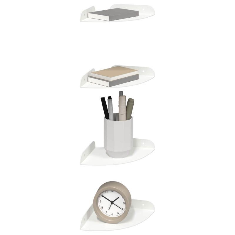 Półka wisząca z półką 4 pcs Biały 15 x 15 x 2 cm
