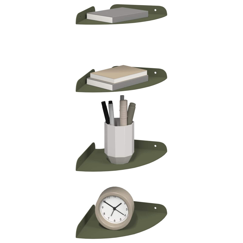 Półka wisząca z półką 4 pcs Zielony oliwkowy 18 x 18 x 2 cm
