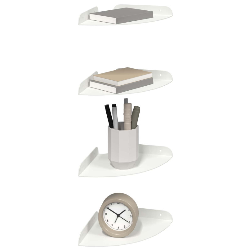 Półka wisząca z półką 4 pcs Biały 18 x 18 x 2 cm