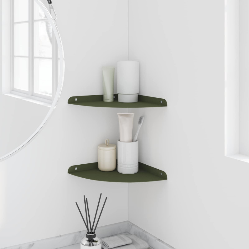 Półka wisząca z półką 2 pcs Zielony oliwkowy 24 x 24 x 2 cm