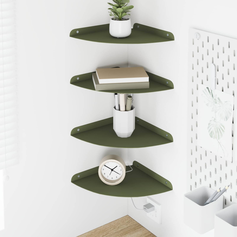 Półka wisząca z półką 4 pcs Zielony oliwkowy 24 x 24 x 2 cm
