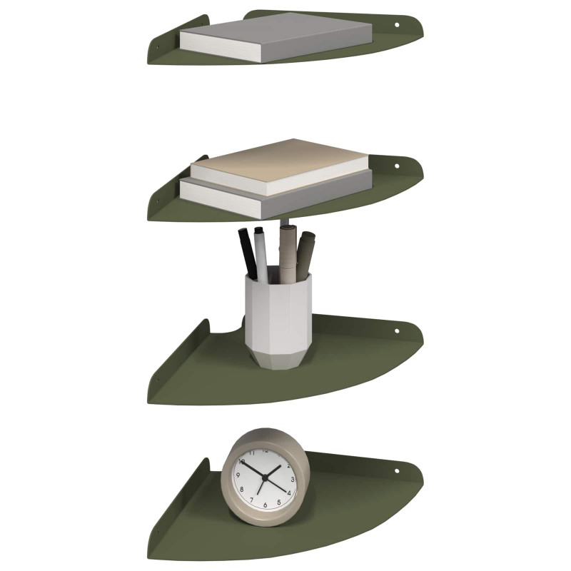 Półka wisząca z półką 4 pcs Zielony oliwkowy 24 x 24 x 2 cm