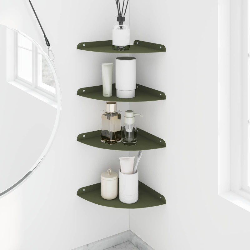 Półka wisząca z półką 4 pcs Zielony oliwkowy 24 x 24 x 2 cm