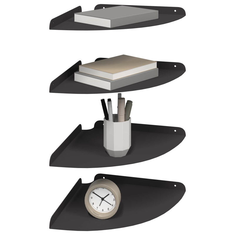 Półka wisząca z półką 4 pcs Czarny 30 x 30 x 2 cm