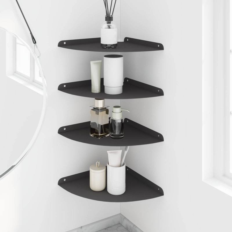 Półka wisząca z półką 4 pcs Czarny 30 x 30 x 2 cm