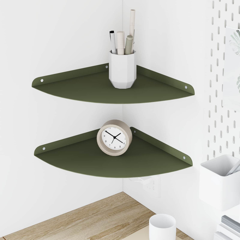 Półka wisząca z półką 2 pcs Zielony oliwkowy 30 x 30 x 2 cm