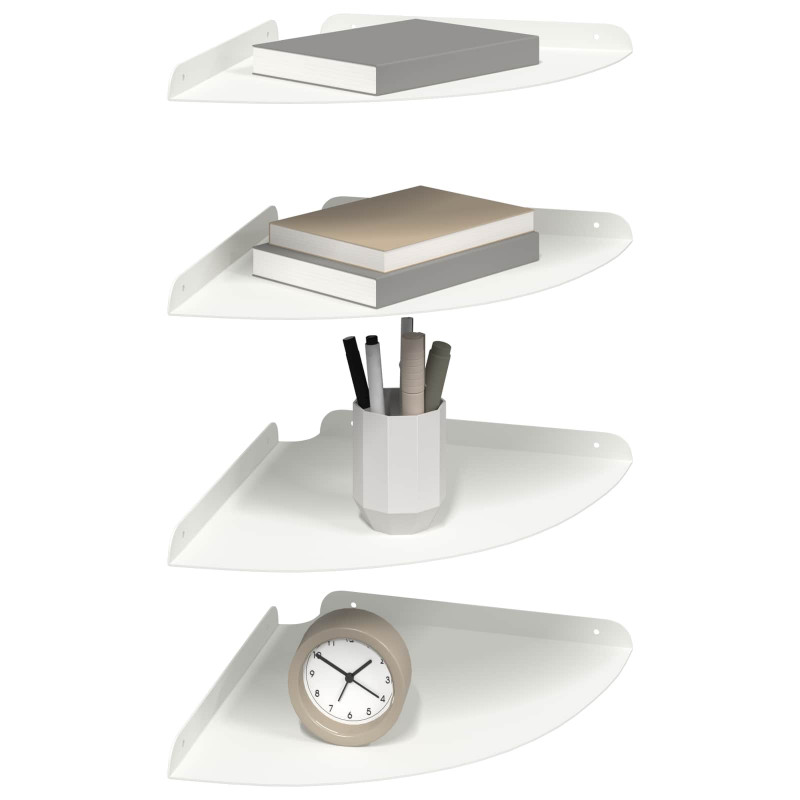 Półka wisząca z półką 4 pcs Biały 30 x 30 x 2 cm