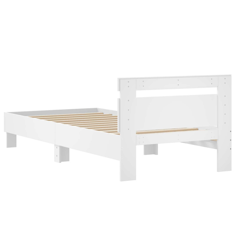 Rama łóżka z wezgłowiem Biały 80 x 200 cm Drewno inżynieryjne