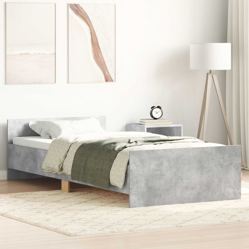 Rama łóżka z wezgłowiem Betonowy szary 80 x 200 cm