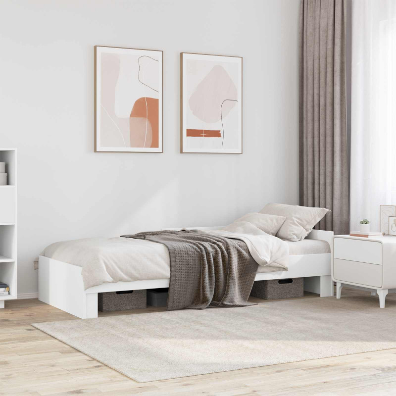 Rama łóżka z wezgłowiem Biały 80 x 200 cm Drewno inżynieryjne