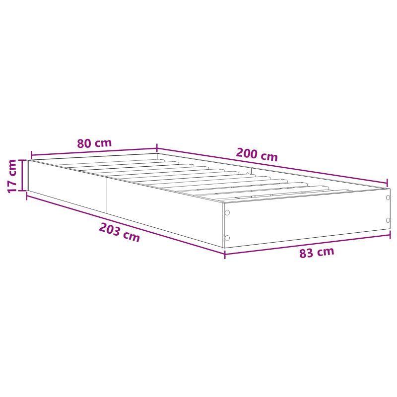 Rama łóżka podłogowego Biały 80 x 200 cm Drewno inżynieryjne