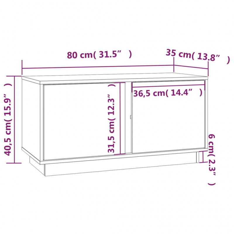 Szafka pod telewizor, 80x35x40,5 cm, lite drewno sosnowe