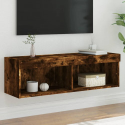 Szafka pod TV z oświetleniem LED, przydymiony dąb, 100x30x30 cm