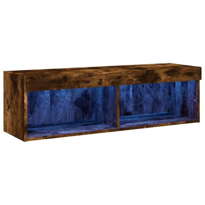 Szafka pod TV z oświetleniem LED, przydymiony dąb, 100x30x30 cm