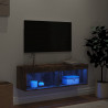 Szafka pod TV z oświetleniem LED, przydymiony dąb, 100x30x30 cm
