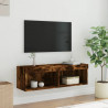 Szafka pod TV z oświetleniem LED, przydymiony dąb, 100x30x30 cm