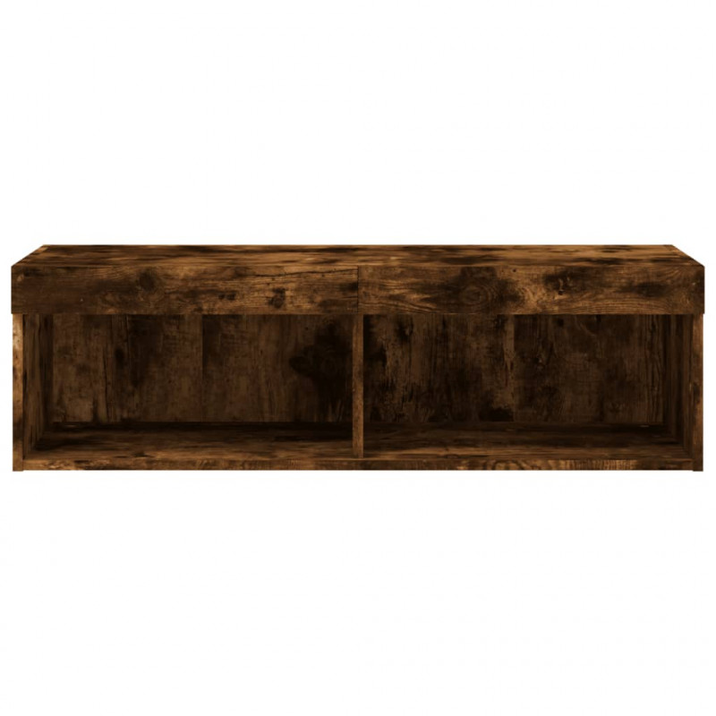 Szafka pod TV z oświetleniem LED, przydymiony dąb, 100x30x30 cm