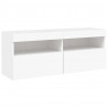 Ścienna szafka TV z LED, biała, 100x30x40 cm