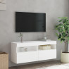 Ścienna szafka TV z LED, biała, 100x30x40 cm