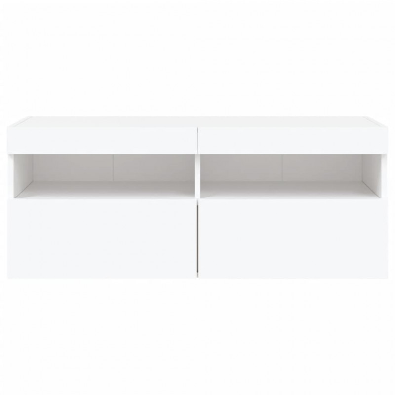 Ścienna szafka TV z LED, biała, 100x30x40 cm